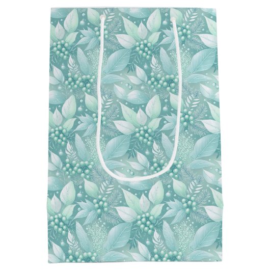 Kust Kerst Bladerbessen Patroon#7 ID1009 Medium Cadeauzakje (Achterkant)