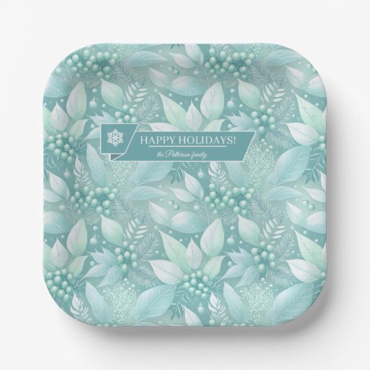 Kust Kerst Bladerbessen Patroon#7 ID1009 Papieren Bordje (Voorkant)