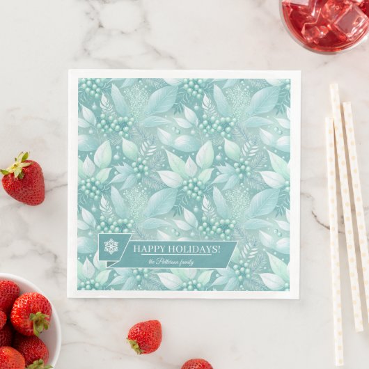 Kust Kerst Bladerbessen Patroon#7 ID1009 Servet (Insitu)