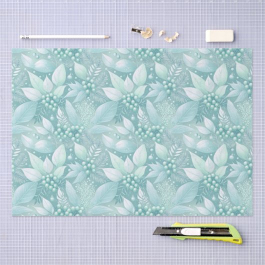 Kust Kerst Bladerbessen Patroon#7 ID1009 Tissuepapier (Craft)