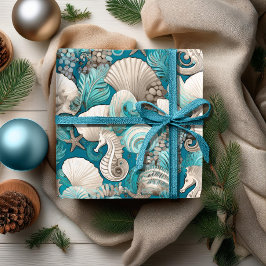 Kust Kerst Bold Zeepaardpatroon#4 ID1009 Cadeaupapier