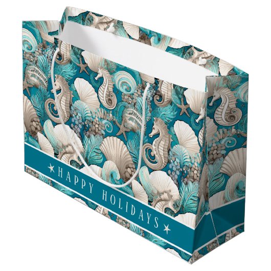 Kust Kerst Bold Zeepaardpatroon#4 ID1009 Groot Cadeauzakje (Achterkant Gekanteld)