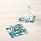 Kust Kerst Bold Zeepaardpatroon#4 ID1009 Kartonnen Onderzetters (Insitu)