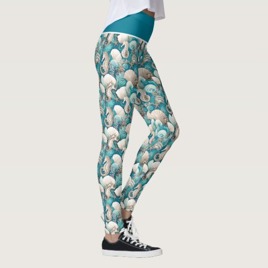 Kust Kerst Bold Zeepaardpatroon#4 ID1009 Leggings (Rechts)