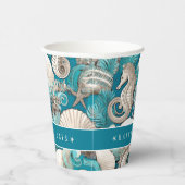 Kust Kerst Bold Zeepaardpatroon#4 ID1009 Papieren Bekers (Rechts)