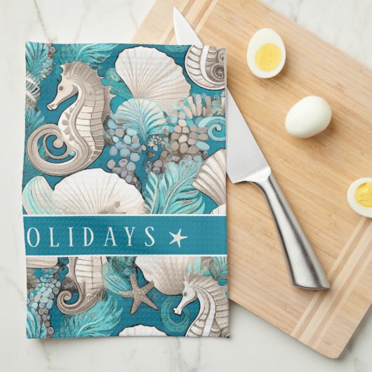 Kust Kerst Bold Zeepaardpatroon#4 ID1009 Theedoek (Quarter Fold)