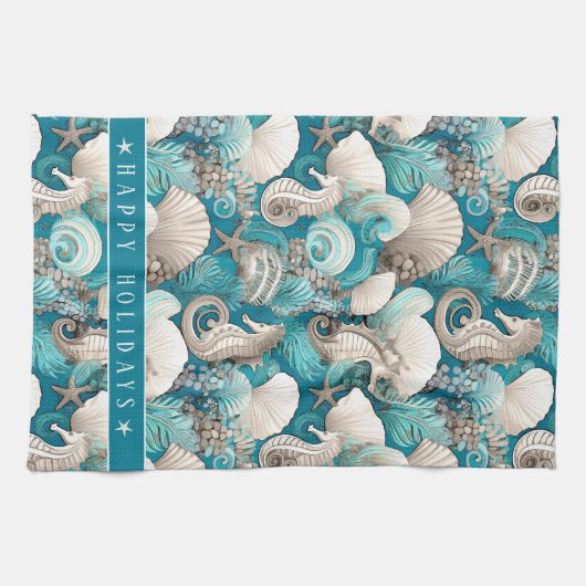 Kust Kerst Bold Zeepaardpatroon#4 ID1009 Theedoek (Horizontaal)