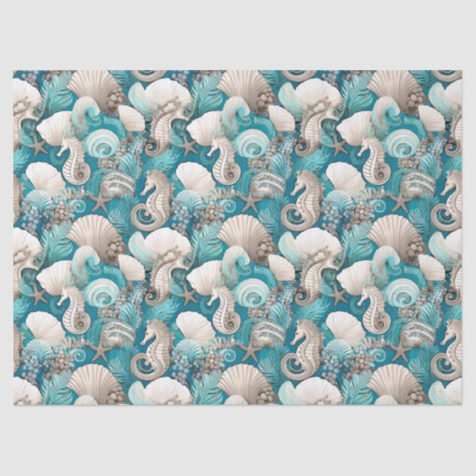 Kust Kerst Bold Zeepaardpatroon#4 ID1009 Tissuepapier (Voorkant)