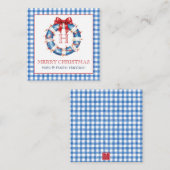 Kust Kerst Gingham Monogram Krans Notitiekaartje (Voorkant / Achterkant)