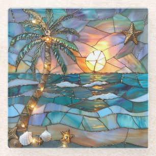 Kust Kerst Glas-in-lood Palmboom Onderzetter