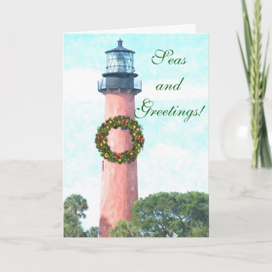 Kust Kerst Jupiter Inlet Lighthouse Kaart (Voorkant)