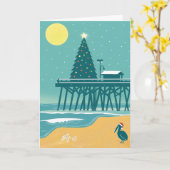 Kust Kerst Kaart – Strand Vakantie Kaart (Gele Bloem)