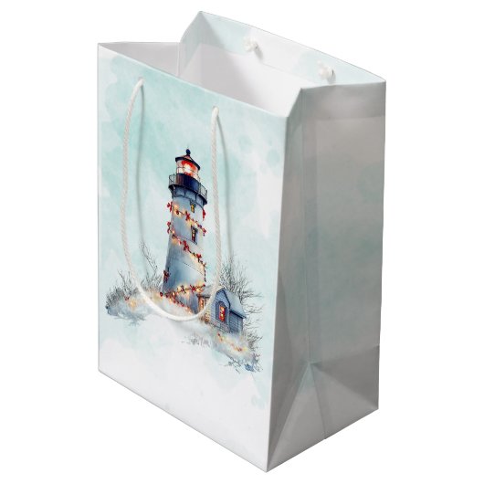Kust Kerst Lichtbaken Vakantie Medium Cadeauzakje (Achterkant Gekanteld)