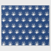 Kust Kerst Marine Blauwe Zeesterren Zand Dollar Cadeaupapier (Vlak)