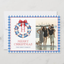 Kust Kerst Monogram Krans Gingham Foto