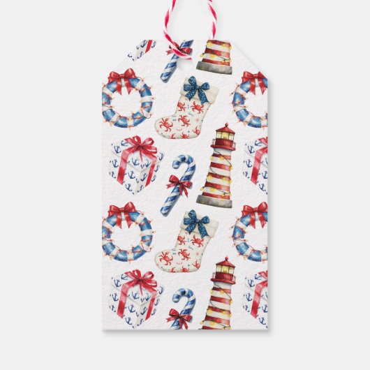 Kust Kerst Nautisch Anker Ornament Cadeaulabel (Achterkant)