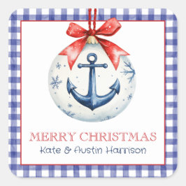 Kust Kerst Nautisch Anker Ornament Vierkante Sticker