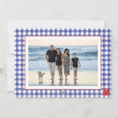 Kust Kerst Starfish Ornament Gingham Foto Feestdagenkaart (Achterkant)