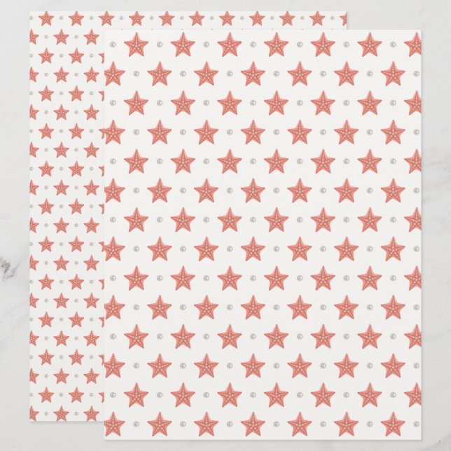 Kust Kerst Stervis Scrapbook Papier (Voorkant / Achterkant)