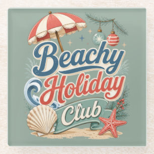 Kust Kerst Strandleven Vakantieclub Glazen Onderzetter