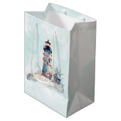 Kust Kerst Vuurtoren Vakantie Medium Cadeauzakje (Voorkant Gekanteld)