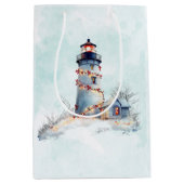 Kust Kerst Vuurtoren Vakantie Medium Cadeauzakje (Voorkant)