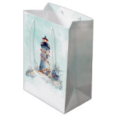 Kust Kerst Vuurtoren Vakantie Medium Cadeauzakje (Achterkant Gekanteld)