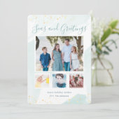 Kust Kerst Waterverf Foto Collage Kaart (Staand voorkant)