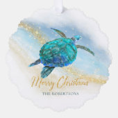 Kust Kerst Zee Schildpad Foto Ornament Kaart (Voorkant)