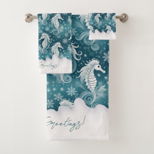 Kust Kerst Zeepaardje & Sneeuwvlokken #13 ID1009 Bad Handdoek (Insitu)