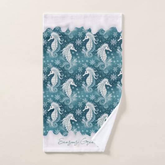 Kust Kerst Zeepaardje & Sneeuwvlokken #13 ID1009 Bad Handdoek (Handdoek)