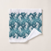 Kust Kerst Zeepaardje & Sneeuwvlokken #13 ID1009 Bad Handdoek (Wasdoekje)