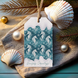 Kust Kerst Zeepaardje & Sneeuwvlokken #13 ID1009 Cadeaulabel