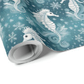 Kust Kerst Zeepaardje & Sneeuwvlokken #13 ID1009 Cadeaupapier (Rol Hoek)