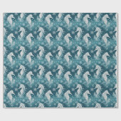 Kust Kerst Zeepaardje & Sneeuwvlokken #13 ID1009 Cadeaupapier (Vlak)