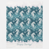 Kust Kerst Zeepaardje & Sneeuwvlokken #13 ID1009 Fleece Deken (Voorkant)