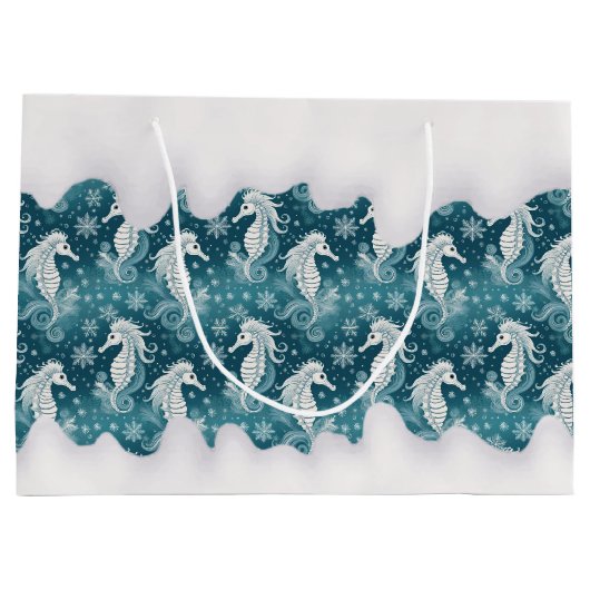 Kust Kerst Zeepaardje & Sneeuwvlokken #13 ID1009 Groot Cadeauzakje (Achterkant)