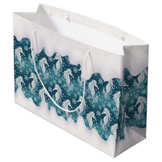 Kust Kerst Zeepaardje & Sneeuwvlokken #13 ID1009 Groot Cadeauzakje (Achterkant Gekanteld)