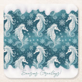 Kust Kerst Zeepaardje & Sneeuwvlokken #13 ID1009 Kartonnen Onderzetters (Voorkant)