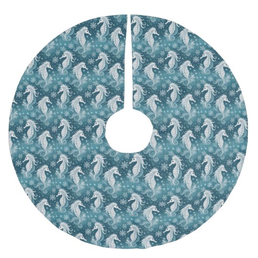 Kust Kerst Zeepaardje & Sneeuwvlokken #13 ID1009 Kerstboom Rok (Voorkant)