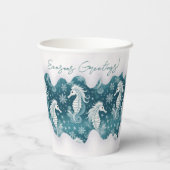 Kust Kerst Zeepaardje & Sneeuwvlokken #13 ID1009 Papieren Bekers (Achterkant)