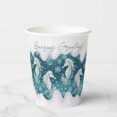 Kust Kerst Zeepaardje & Sneeuwvlokken #13 ID1009 Papieren Bekers (Voorkant)