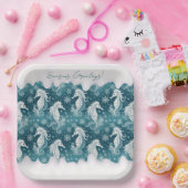 Kust Kerst Zeepaardje & Sneeuwvlokken #13 ID1009 Papieren Bordje (Feest)