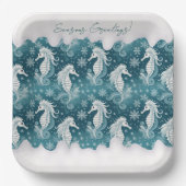 Kust Kerst Zeepaardje & Sneeuwvlokken #13 ID1009 Papieren Bordje (Voorkant)