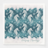 Kust Kerst Zeepaardje & Sneeuwvlokken #13 ID1009 Servet (Voorkant)