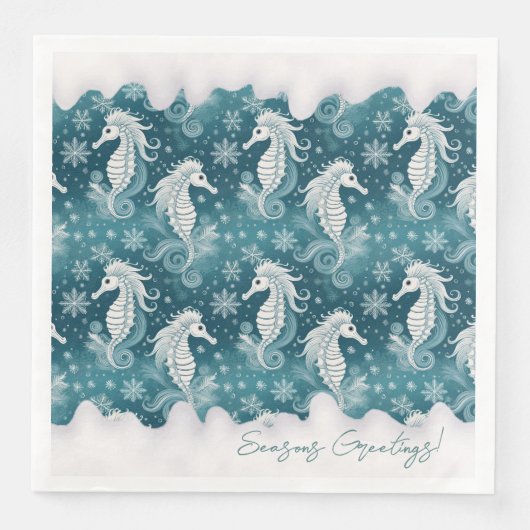 Kust Kerst Zeepaardje & Sneeuwvlokken #13 ID1009 Servet (Voorkant)