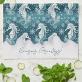 Kust Kerst Zeepaardje & Sneeuwvlokken #13 ID1009 Theedoek (Gevouwen)