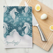 Kust Kerst Zeepaardje & Sneeuwvlokken #13 ID1009 Theedoek (Quarter Fold)