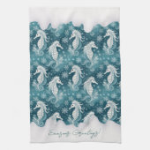 Kust Kerst Zeepaardje & Sneeuwvlokken #13 ID1009 Theedoek (Verticaal)
