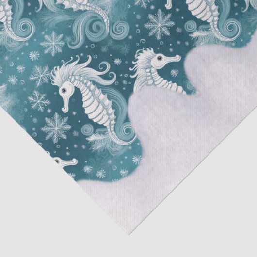 Kust Kerst Zeepaardje & Sneeuwvlokken #13 ID1009 Tissuepapier (Detail)